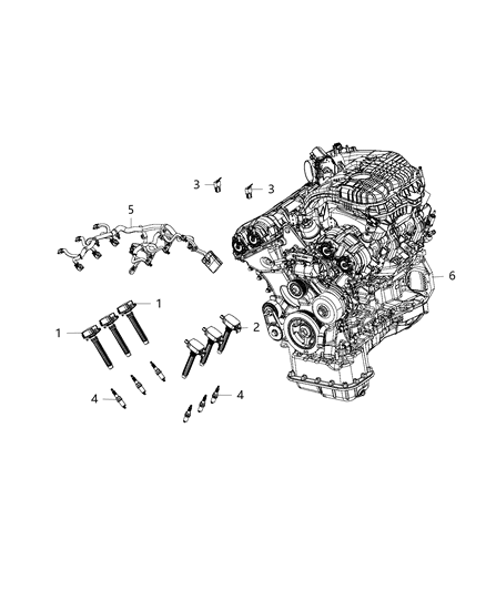 2016 Dodge Challenger Spark Plugs, Ignition Cables And Coils Diagram