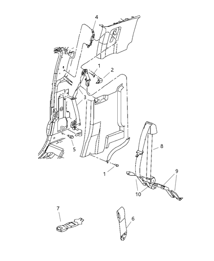 2009 Dodge Ram 2500 Seat Belts Rear Diagram 1