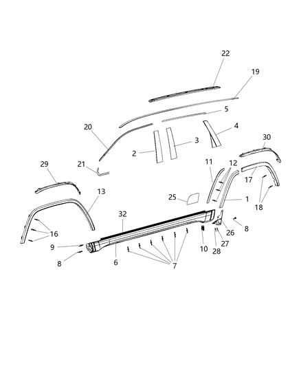 2021 Jeep Grand Cherokee Molding-Door SILL Diagram for 5PU65TZZAB