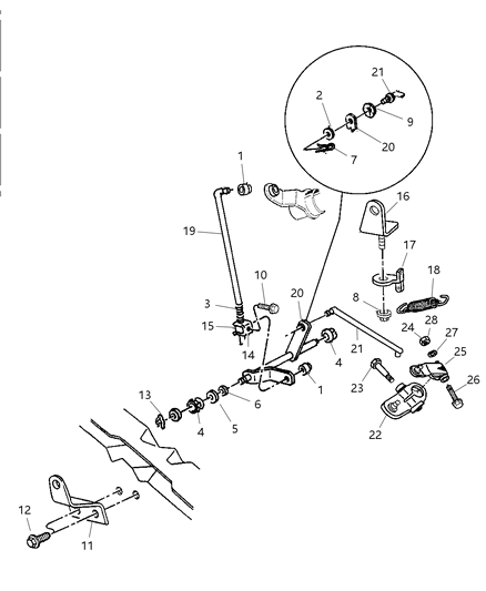 1999 Dodge Ram 2500 Controls, Gearshift, Lower Diagram 1