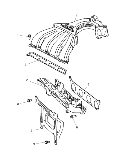 2007 Chrysler PT Cruiser Intake & Exhaust Manifold Diagram 4