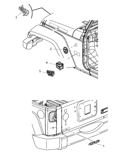 2012 Jeep Wrangler NAMEPLATE-Front Fender Diagram for 68093911AA