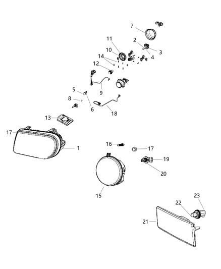 2010 Chrysler 300 Headlight Left Diagram for 68083620AA