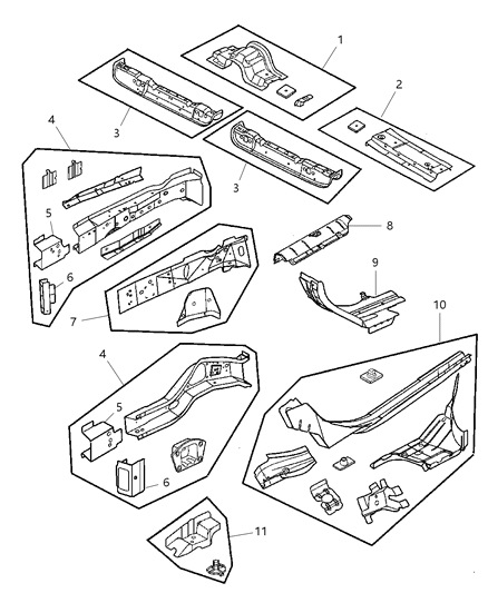 2006 Chrysler Sebring Rail-Front Side Rail Rear Diagram for 4814700AB