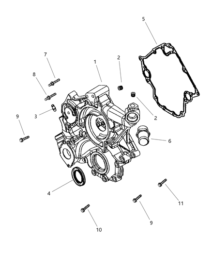 2001 Jeep Grand Cherokee Cover-Timing Case Diagram for 5016653AB