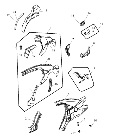 2008 Chrysler Sebring Panel-Quarter Inner Diagram for 68005080AA