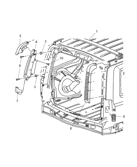 2007 Jeep Commander Rail Kit-Roof Diagram for 55396647AD