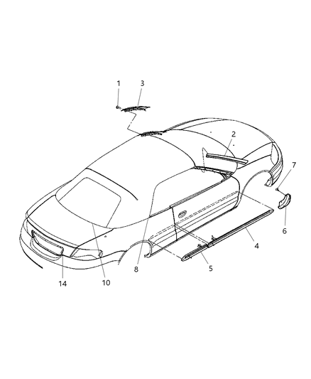 2006 Chrysler Sebring Molding-Quarter Outside Diagram for SZ43DA4AA