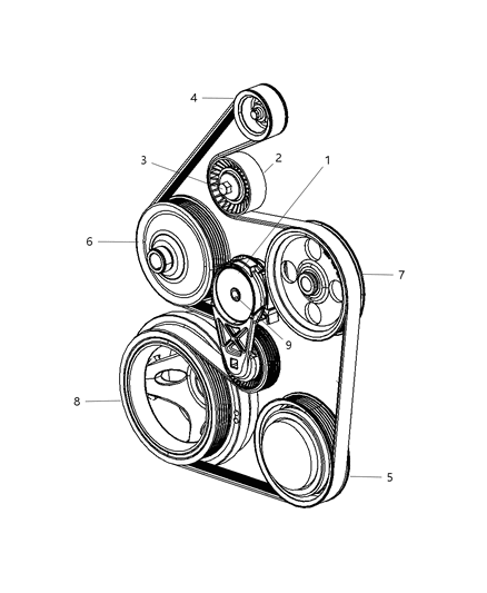 2009 Chrysler Aspen Pulley & Related Parts Diagram 1