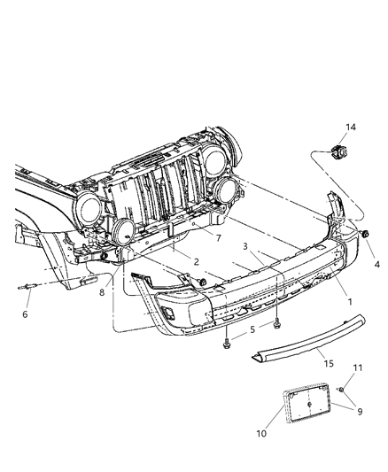 2005 Jeep Liberty Front Bumper Cover Diagram for 5JG93TZZAB