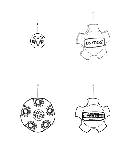 2017 Ram 1500 Wheel Center Cap Diagram for 1LB72RXFAB