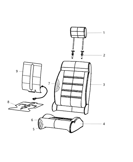 2015 Jeep Wrangler Front Seat - Bucket Diagram 2