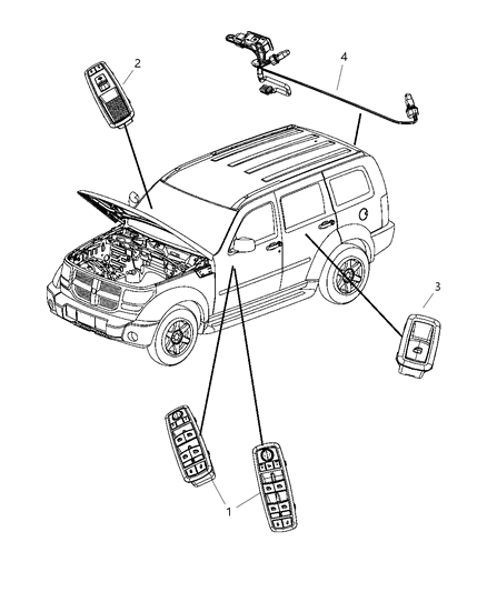 2011 Jeep Liberty Switches Doors & Liftgate Diagram
