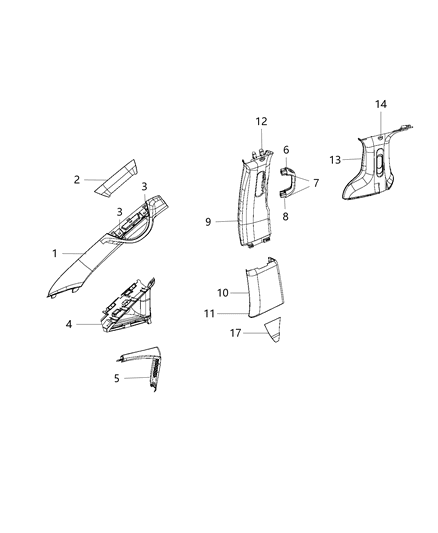 2017 Chrysler Pacifica Molding-C Pillar Diagram for 5RH64DX9AC