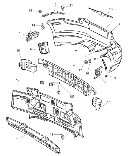 2004 Chrysler Crossfire Rear Bumper Cover Diagram for 5159189AA