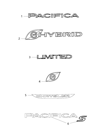 2019 Chrysler Pacifica Nameplates & Emblems Diagram