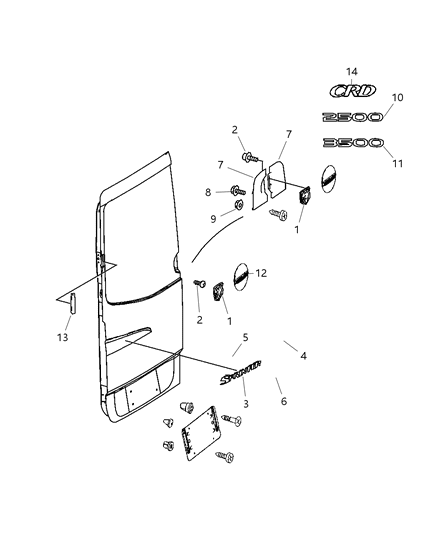2009 Dodge Sprinter 2500 Nameplate Diagram for 68006517AA