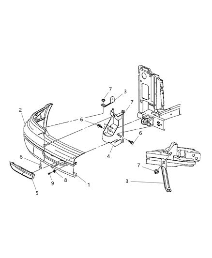 2001 Dodge Ram Wagon Shield-Bumper Diagram for 55076497