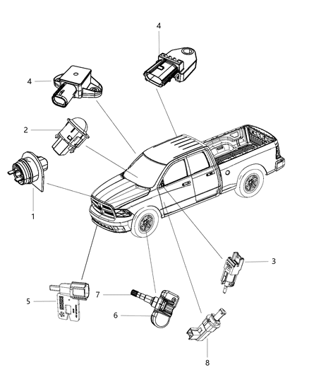 2013 Ram 2500 Sensor-Brake Pedal Diagram for 68078700AC