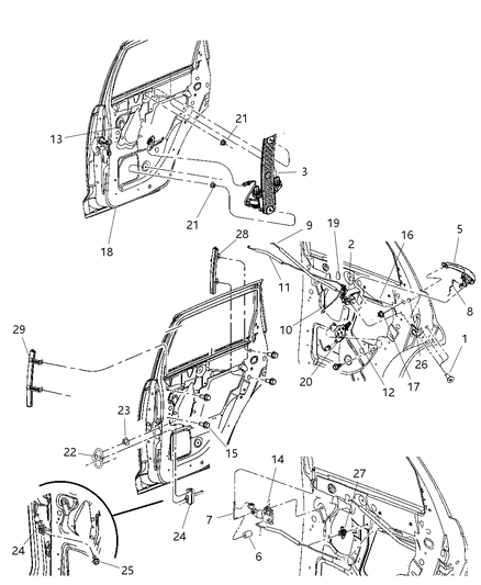 2010 Chrysler PT Cruiser Rear Door Window Regulator Diagram for 5067593AD