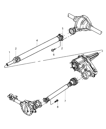 2004 Dodge Durango Transfer Rear Driveshaft Diagram for 52853018AB