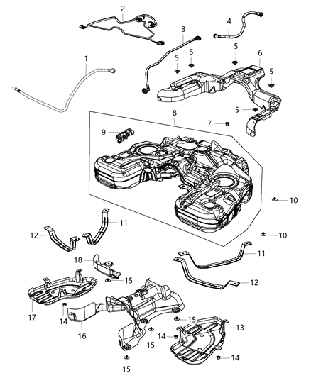 2013 Jeep Grand Cherokee Strap-Fuel Tank Diagram for 68148068AB