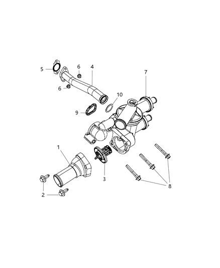 2008 Jeep Compass Thermostat & Related Parts Diagram 2