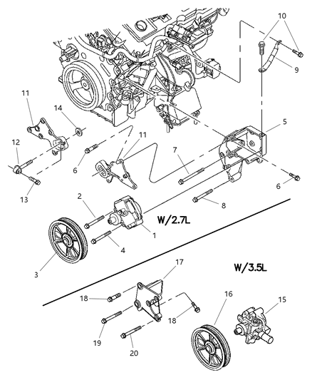 2004 Dodge Intrepid Pump Assembly & Attaching Parts Diagram