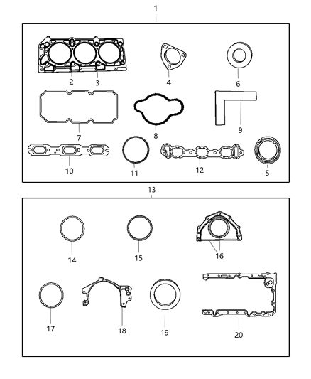 2009 Chrysler Town & Country Engine Gasket Kits Diagram 4
