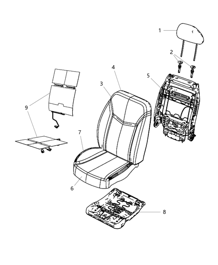 2011 Dodge Avenger Front Seat Back Cover Diagram for 1US54JXRAA