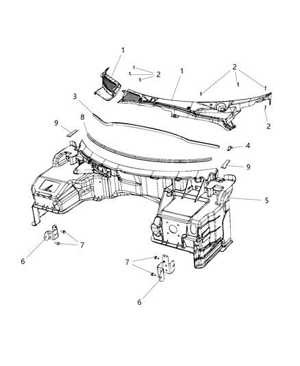 2016 Dodge Viper Cowl & Dash Panel Diagram