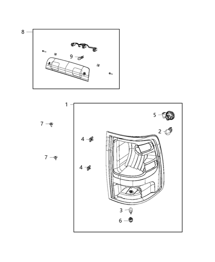 2019 Ram 1500 Lamps, Rear Brake Diagram 1