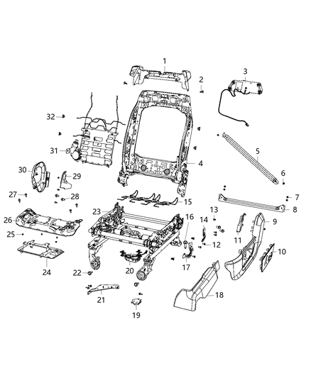 2019 Ram 3500 Cab Chassis Adjusters, Recliners, Shields And Risers - Driver Seat Diagram 2