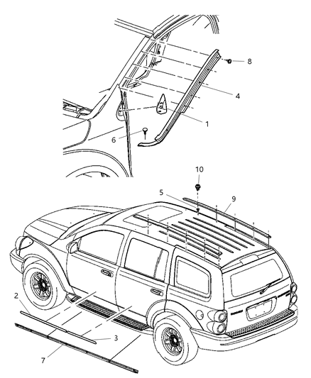 2008 Dodge Durango Rail-Roof Diagram for 1BL941XFAA