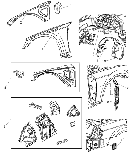 2009 Chrysler 300 Front Fender Diagram