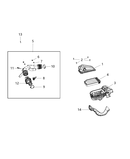 2019 Jeep Wrangler Body-Air Cleaner Diagram for 68291143AA