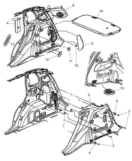 2001 Chrysler PT Cruiser Panel-Quarter Trim Diagram for RJ75WL8AC