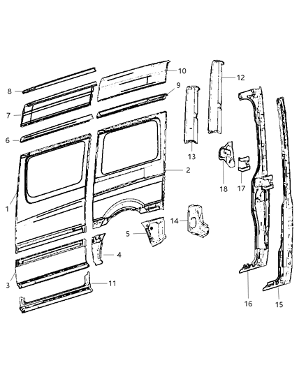 2009 Dodge Sprinter 2500 Side Outer Panel Diagram 6