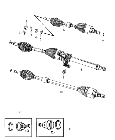 2017 Jeep Compass Axle Half Shaft Diagram for 52123872AB