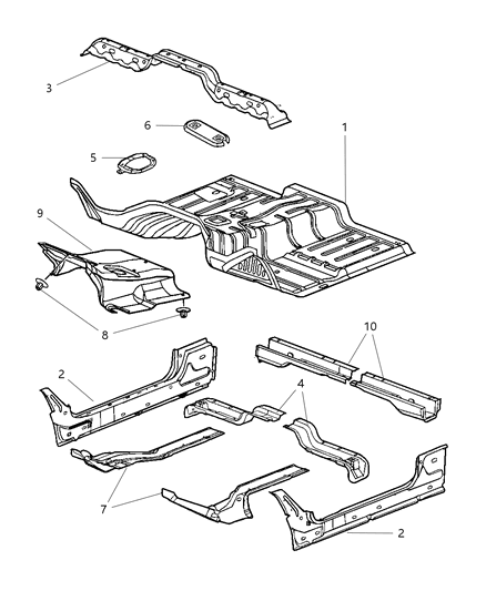 2009 Dodge Ram 5500 Floor Pan Bracket Diagram for 55277041AA