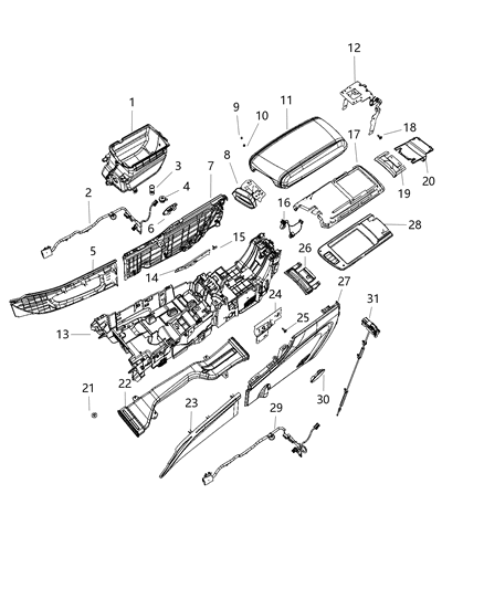 2021 Dodge Durango Armrest-Console Diagram for 7EB47LA8AA