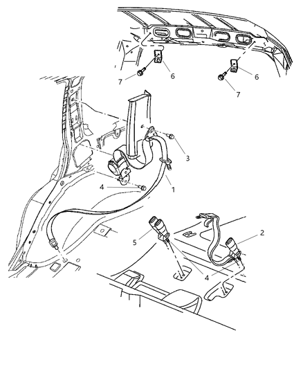 2004 Jeep Grand Cherokee Rear Inner Left Seat Belt Diagram for 5GY091DVAE