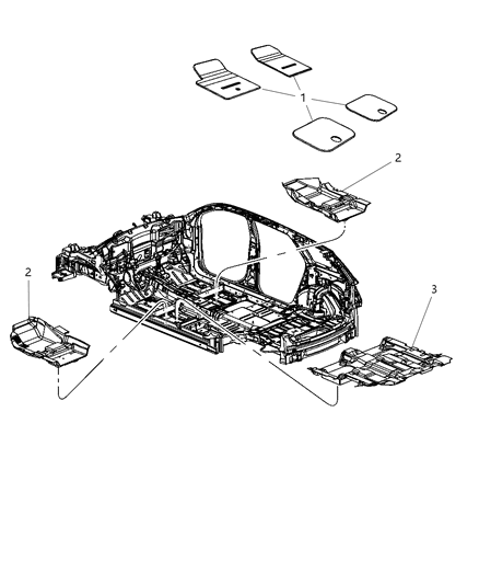 2012 Dodge Journey Carpet-Front Floor Diagram for 1TD34DX9AB