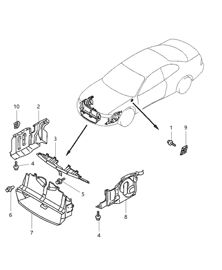 2000 Chrysler Sebring Coupe Panels - Loose Front Diagram