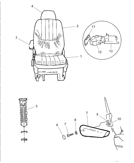 1999 Dodge Grand Caravan Rear Seats - Quad Diagram 1