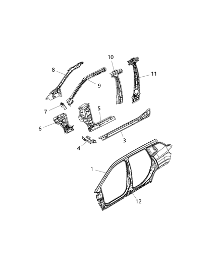 2020 Jeep Compass Reinforce-Body Side Aperture Front Diagram for 68324163AE