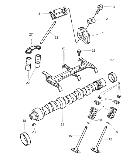 2001 Dodge Ram 2500 Regular Cab Camshaft & Valves Diagram 1
