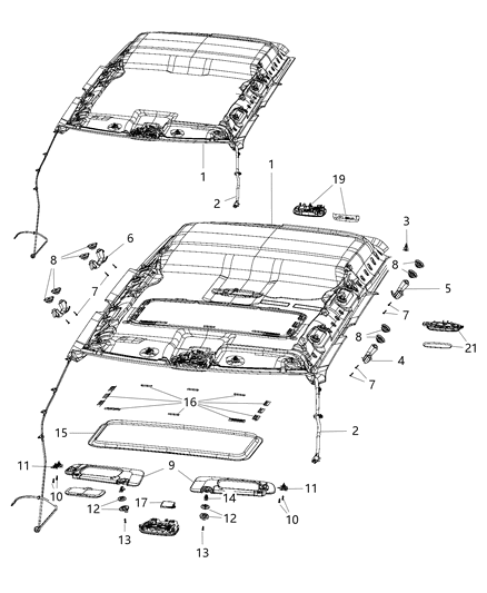 2017 Jeep Compass Visor Diagram for 6CX13HDAAA