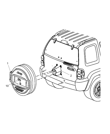 2004 Jeep Liberty Spare Wheel, Export Diagram