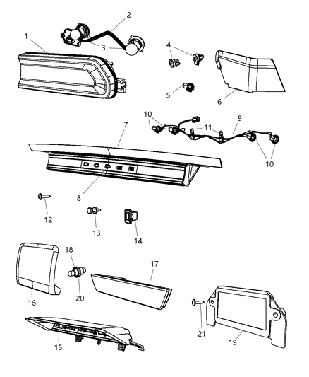 2009 Dodge Challenger Lamps - Rear Diagram